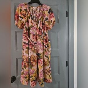 Beautiful floral Terra and Sky dress with pockets, size 0X (14W)